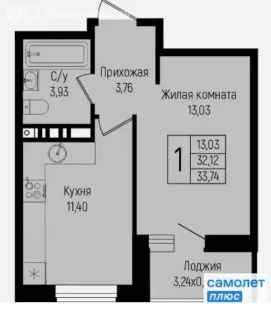 1-комнатная квартира: Краснодар, отделение № 2 Агрофирмы Солнечная ... - Фото 0