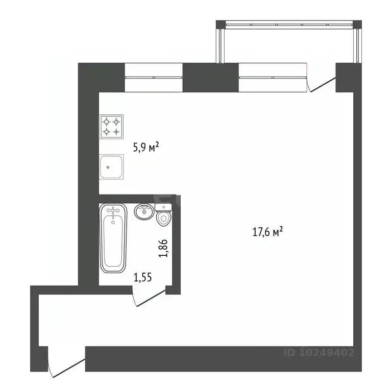 1-к кв. Башкортостан, Уфа Первомайская ул., 98 (31.5 м) - Фото 1
