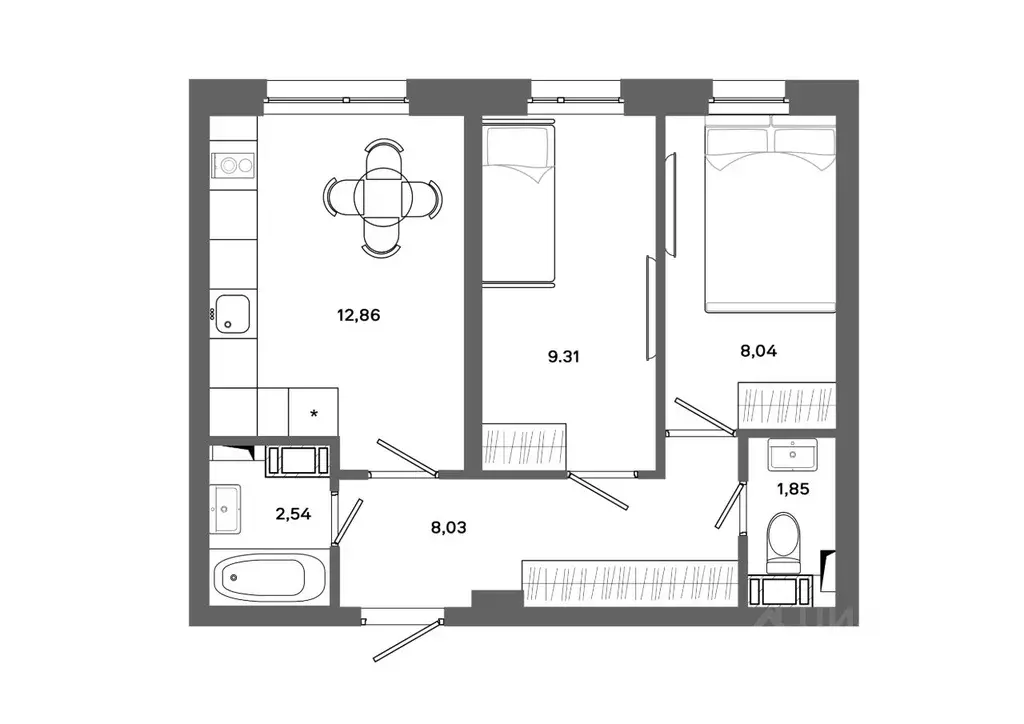 2-к кв. Ханты-Мансийский АО, Сургут 30А мкр, Столица жилой комплекс ... - Фото 0