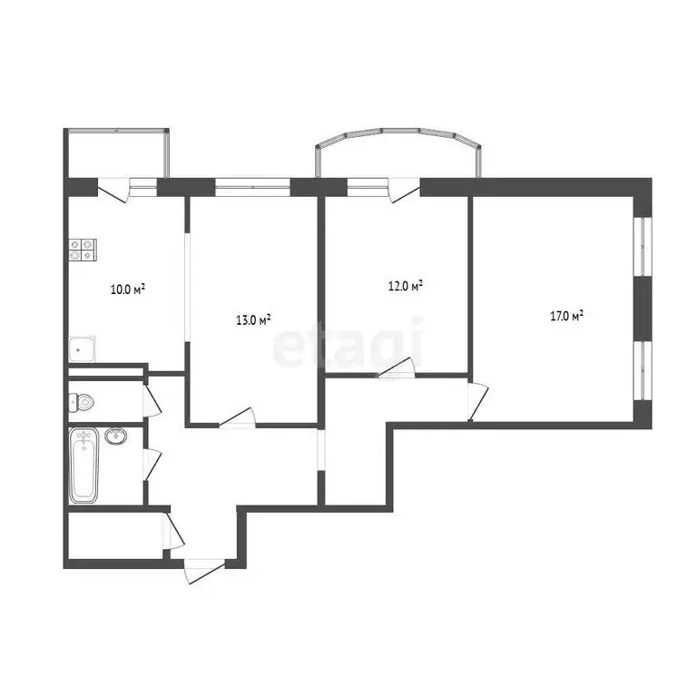 3-комнатная квартира: Тюмень, улица Героев Космоса, 19 (74 м) - Фото 1