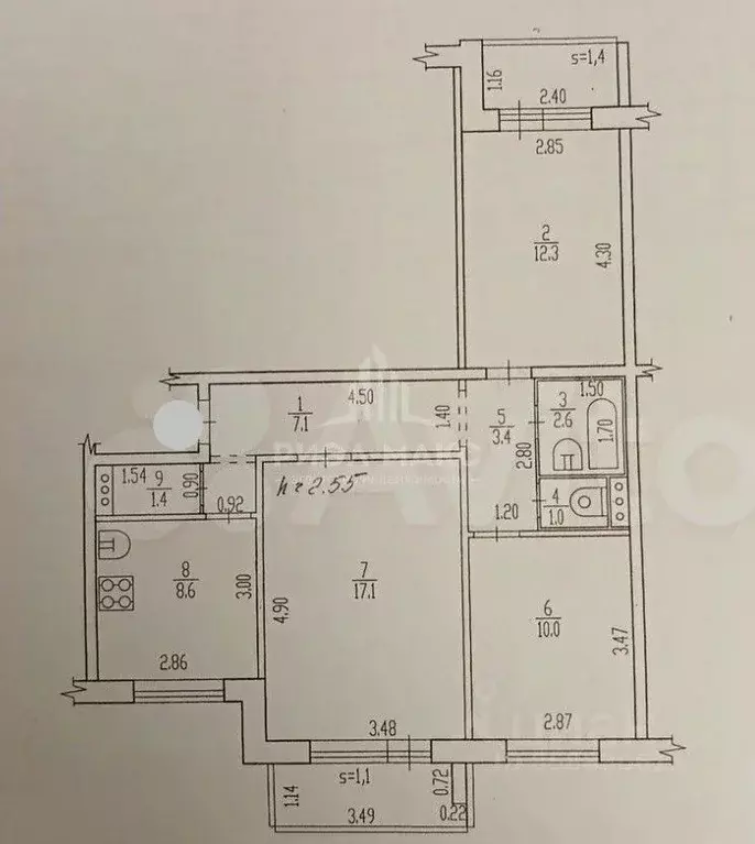 3-к кв. Брянская область, Брянск ул. Медведева, 13 (63.5 м) - Фото 2