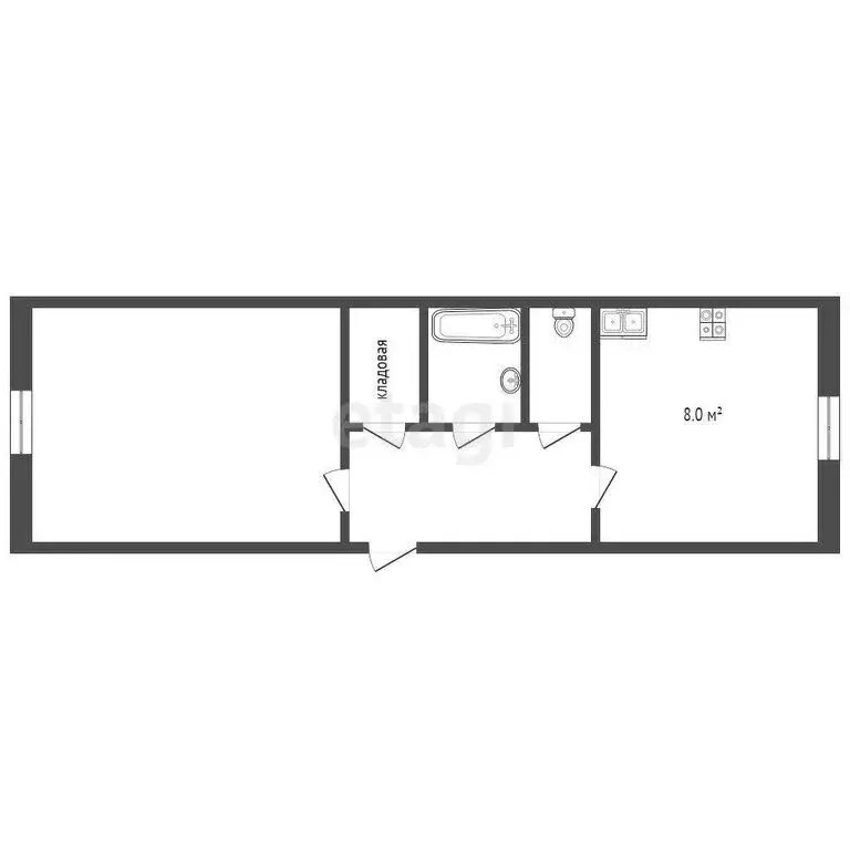 1-комнатная квартира: Тюмень, улица Белинского, 7 (30.4 м) - Фото 1