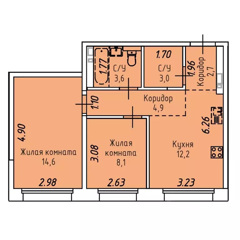 2-к кв. Иркутская область, Иркутск Култукская ул., 16 (49.1 м) - Фото 0