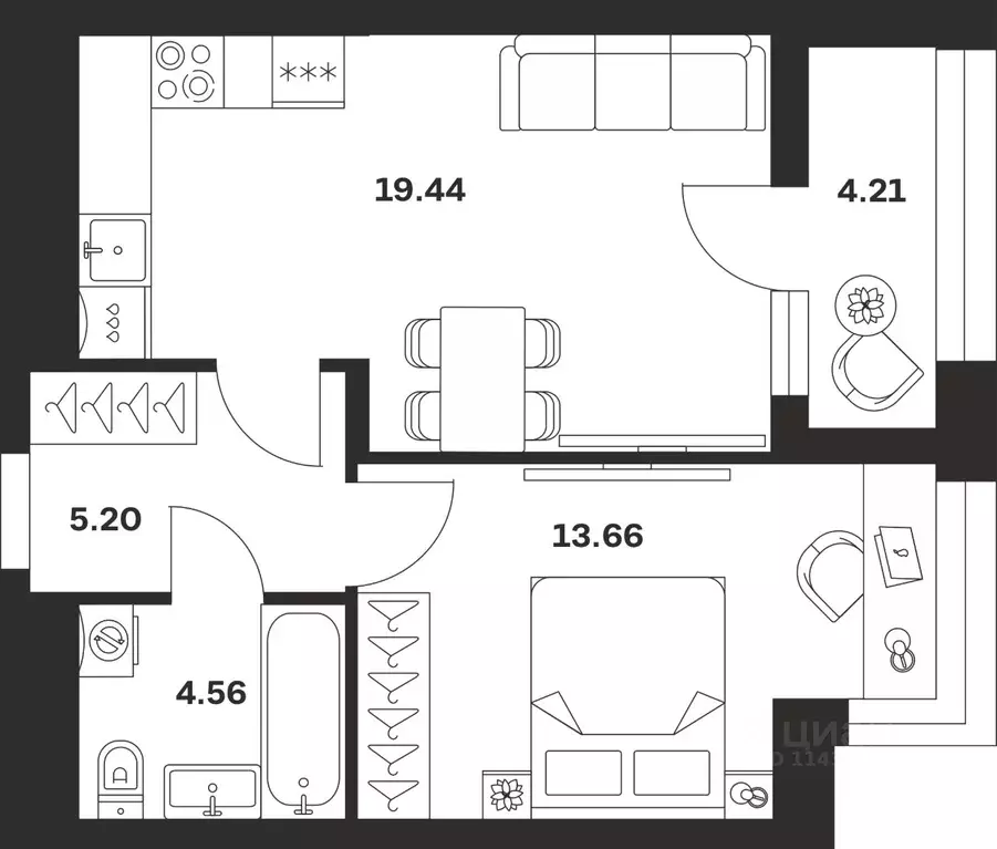 1-к кв. Тульская область, Тула городской округ, с. Осиновая Гора ул. ... - Фото 1