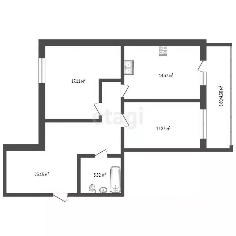 2-к кв. Вологодская область, Череповец ул. Береговая, 5 (73.1 м) - Фото 2
