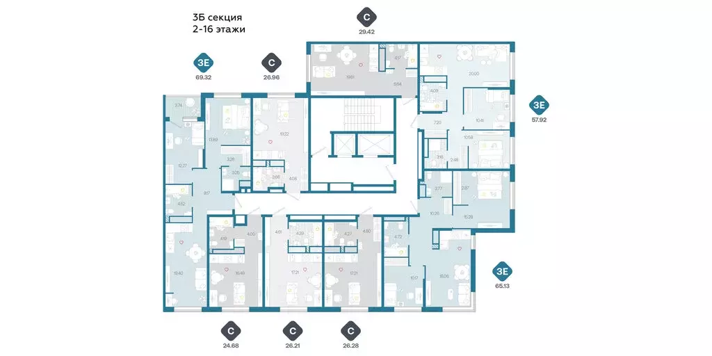 3-комнатная квартира: Тюмень, жилой комплекс Сибирский (65.13 м) - Фото 2