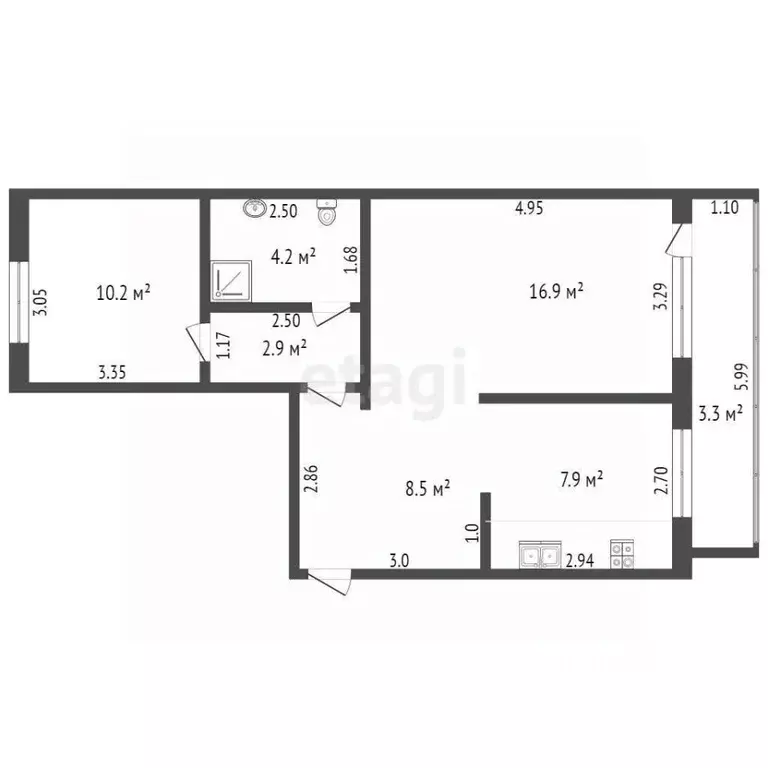 2-к кв. Мордовия, пос. Ромоданово ул. Анны Лусс, 2 (53.0 м) - Фото 1