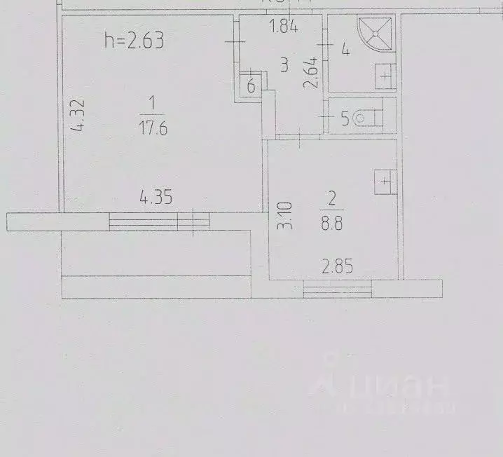 1-к кв. Пермский край, Пермь ул. Свободы, 13 (34.3 м) - Фото 2