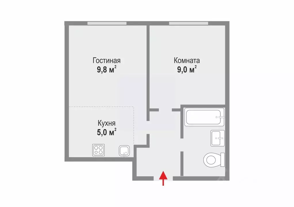 1-к кв. Свердловская область, Екатеринбург ул. Рябинина, 47 (32.0 м) - Фото 2