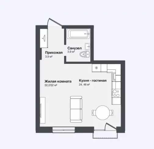 Продаётся квартира-студия, 32.2 м - Фото 0