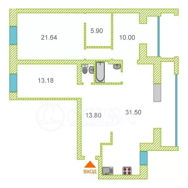 4-комнатная квартира: Тюмень, улица Елизарова, 8 (102.7 м) - Фото 2