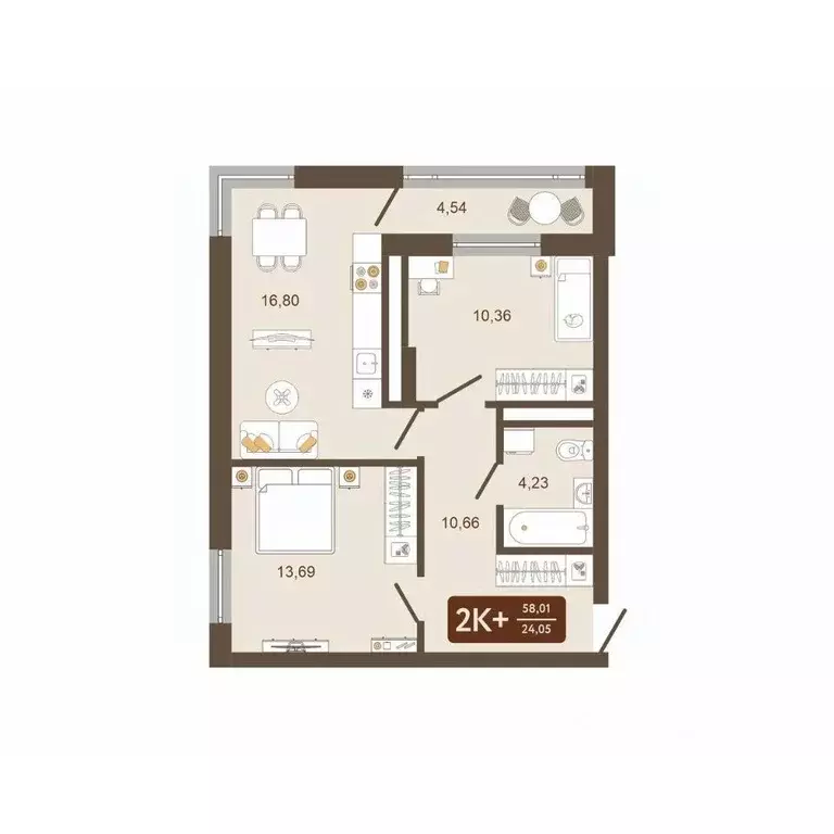2-к кв. Кемеровская область, Новокузнецк Макеевская ул. (58.01 м) - Фото 0