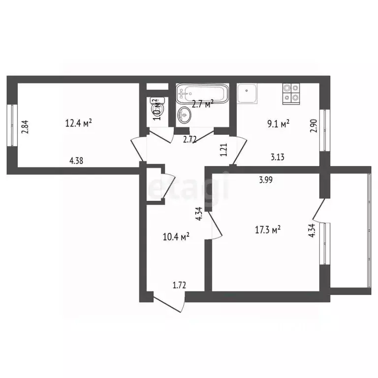 2-к кв. Забайкальский край, Чита Автогенная ул., 9 (52.6 м) - Фото 2