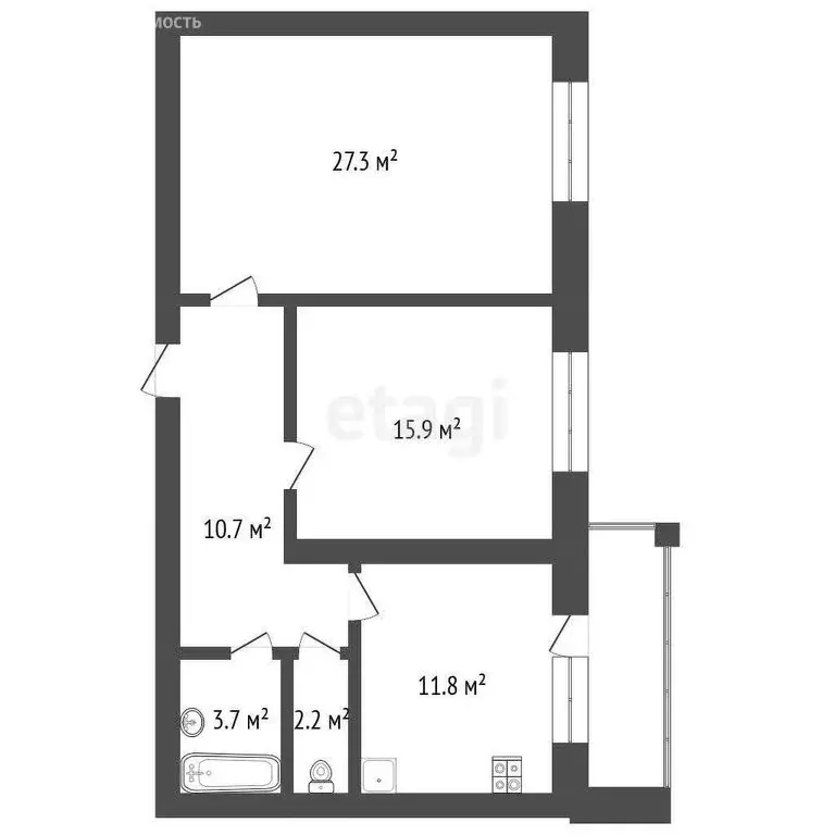 2-комнатная квартира: Ялуторовск, улица Революции, 131А (76 м) - Фото 1