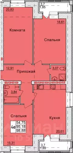 4-к кв. Архангельская область, Северодвинск Морской просп., 79 (98.88 ... - Фото 0