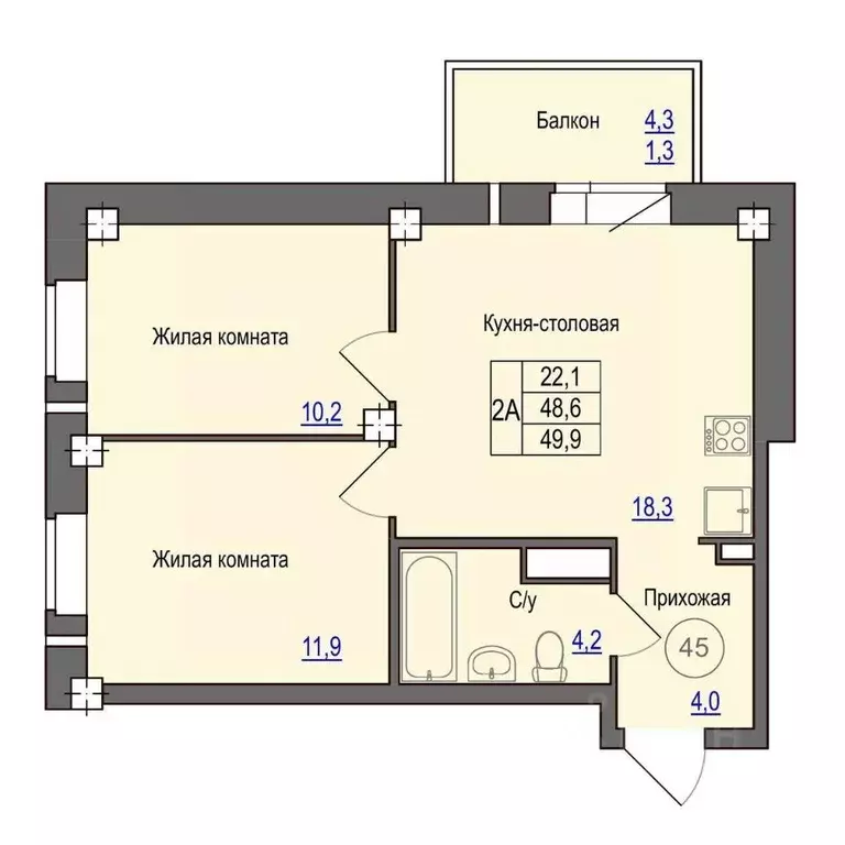 2-к кв. Псковская область, Псковский район, Завеличенская волость, д. ... - Фото 1