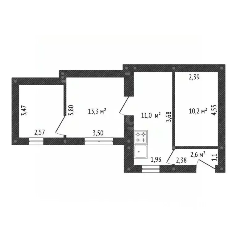 3-к кв. Башкортостан, Уфа ул. Герцена, 57 (47.0 м) - Фото 2