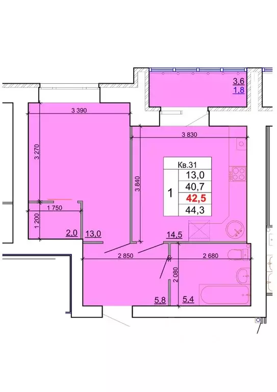1-к кв. Костромская область, Кострома Кинешемское ш., 88 (42.5 м) - Фото 0