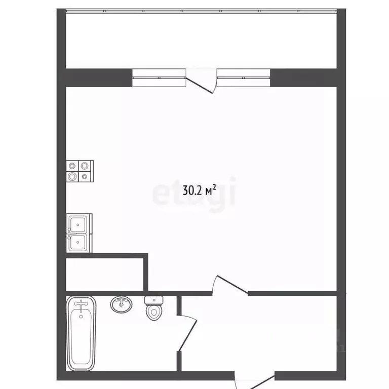 Студия Ямало-Ненецкий АО, Новый Уренгой просп. Губкина, 28 (30.2 м) - Фото 2