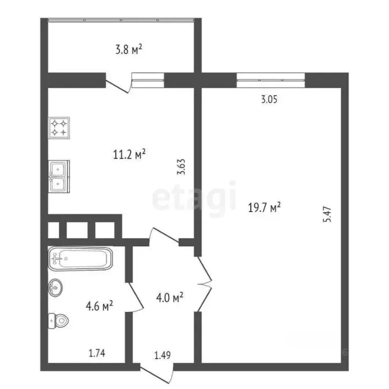 1-к кв. Калужская область, Калуга ул. Полесская, 29 (39.0 м) - Фото 2