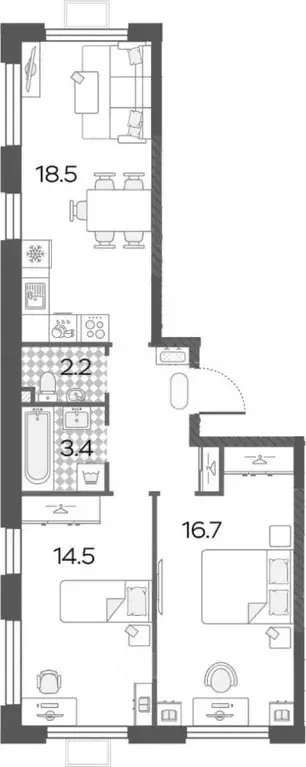 2-к кв. Москва Производственная ул., 12к1 (64.0 м) - Фото 2