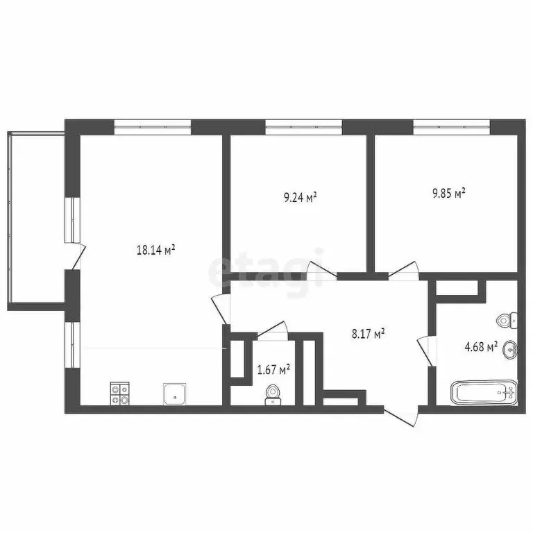 2-комнатная квартира: деревня Дударева, улица Сергея Джанбровского, 9 ... - Фото 1