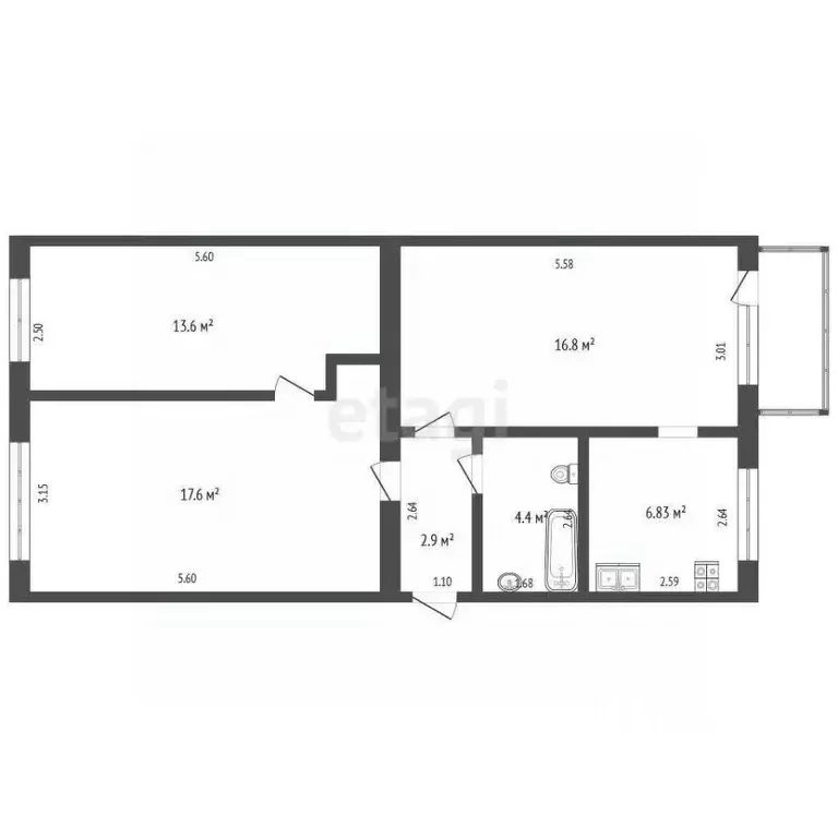 3-к кв. Крым, Саки ул. Интернациональная (65.4 м) - Фото 1