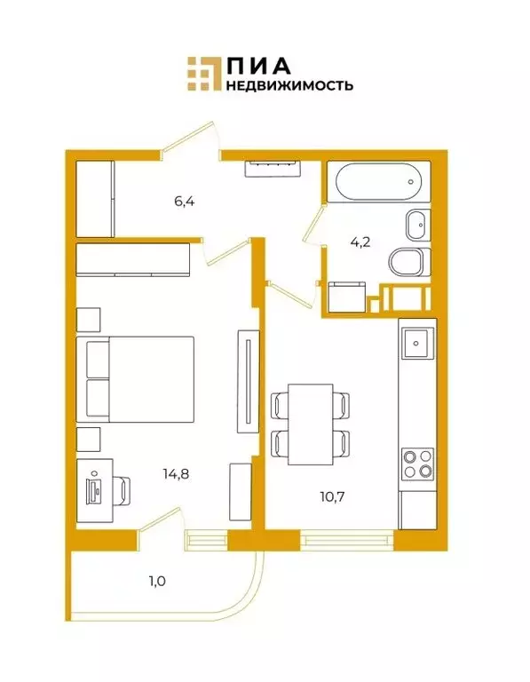 1-комнатная квартира: Бугры, Петровский бульвар, 27 (36 м) - Фото 1