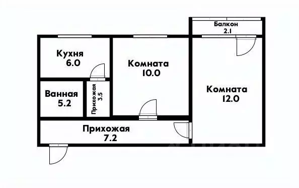 2-к кв. Краснодарский край, Геленджик Полевая ул., 45 (46.0 м) - Фото 2