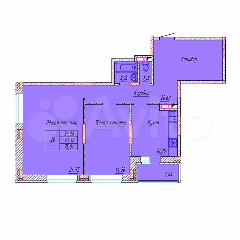2-к. квартира, 75 м, 14/16 эт. - Фото 0
