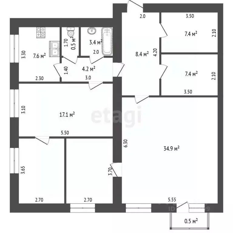 4-к кв. Мордовия, Саранск Пролетарская ул., 77 (111.8 м) - Фото 2