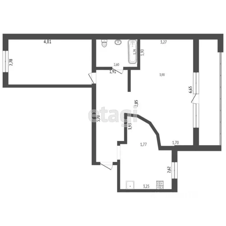 2-к кв. Тюменская область, Тюмень Микрорайон мыс, ул. Малиновского, 6 ... - Фото 2