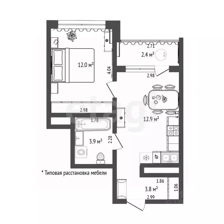 1-к кв. Тюменская область, Тюмень ул. Щербакова, 136 (32.5 м) - Фото 2