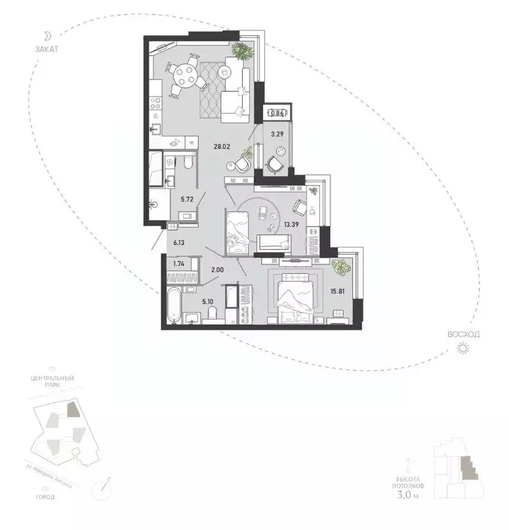 2-к кв. Тульская область, Тула ул. Фридриха Энгельса, 70А (82.06 м) - Фото 0