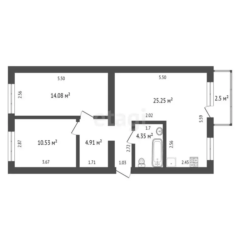 3-комнатная квартира: Ялуторовск, улица Бахтиярова, 62 (60 м) - Фото 1
