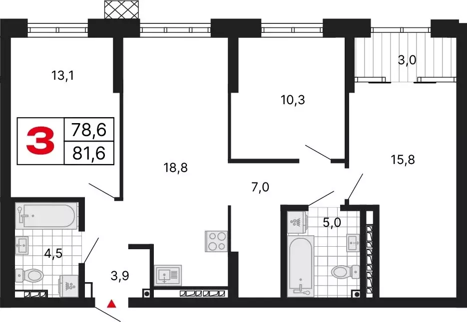 3-комнатная квартира: Екатеринбург, улица Шаумяна, 11 (81.68 м) - Фото 1