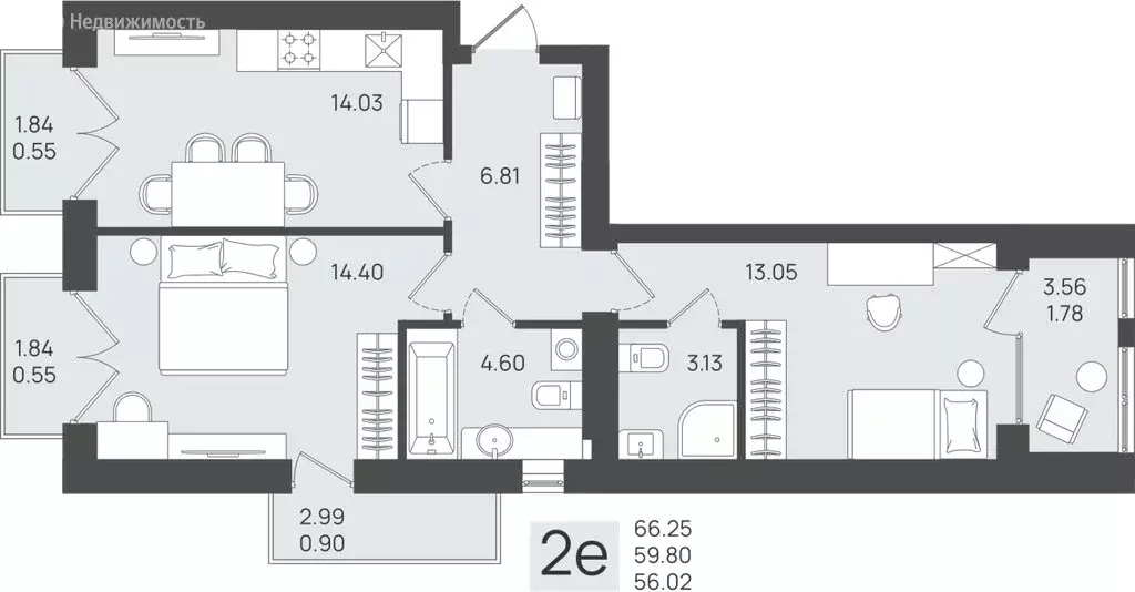 Квартира-студия: Калининградская область, Пионерский (59.8 м) - Фото 0