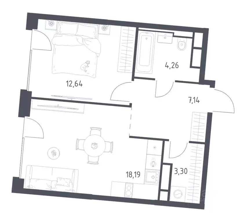 1-к кв. Москва Квартал на воде жилой комплекс, к5 (45.53 м) - Фото 1