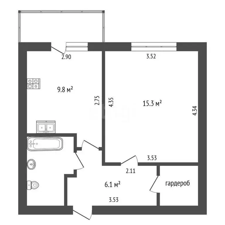 1-комнатная квартира: Вологда, Козлёнская улица, 128 (39 м) - Фото 0