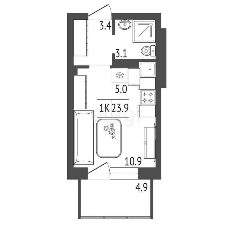 Продаётся квартира-студия, 23.9 м - Фото 0