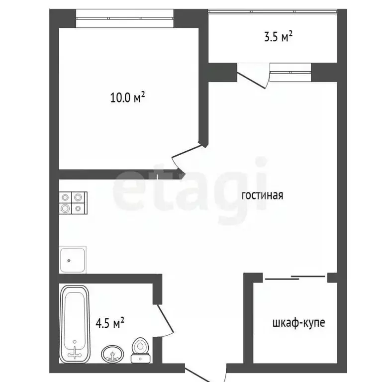 1-к кв. Тюменская область, Тюмень Полевая ул., 105к2 (38.3 м) - Фото 2