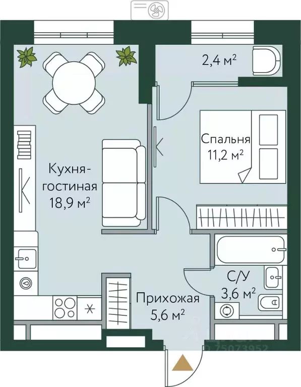 1-к кв. Волгоградская область, Волгоград Новосибирская ул., 74 (41.7 ... - Фото 0
