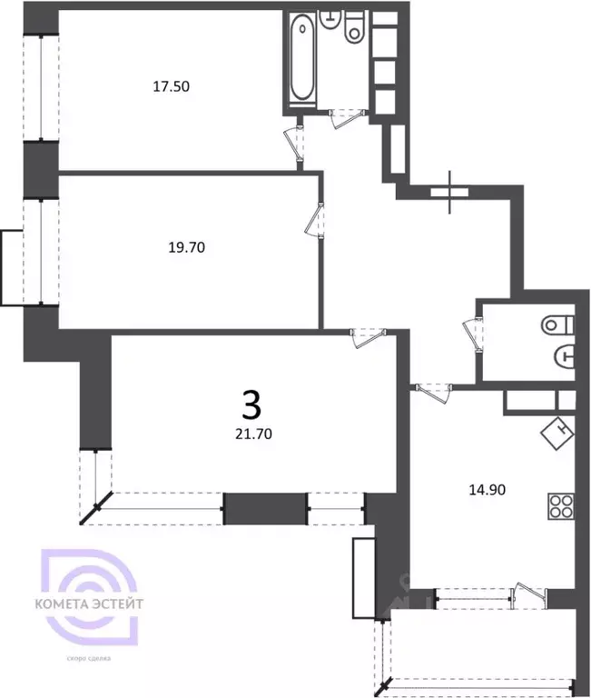 4-к кв. Москва Клинская ул., 2А (98.0 м) - Фото 1