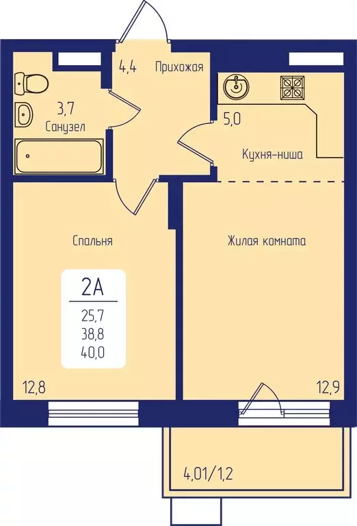 2-комнатная квартира: Красноярск, Октябрьский район (40 м) - Фото 0