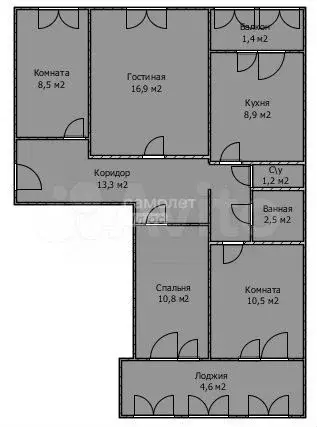 4-к. квартира, 79,9 м, 2/9 эт. - Фото 1