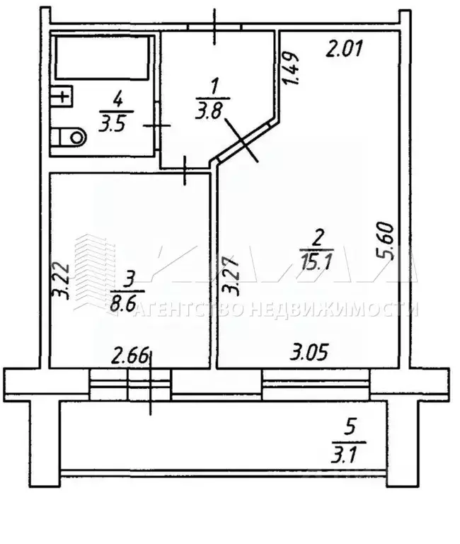 1-к кв. Татарстан, Набережные Челны просп. Чулман, 134 (31.0 м) - Фото 2