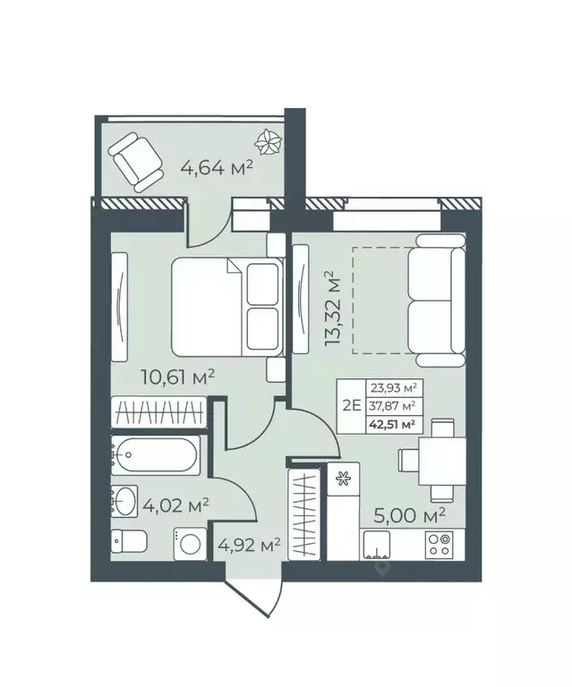2-к кв. Воронежская область, Бобров  (42.51 м) - Фото 1
