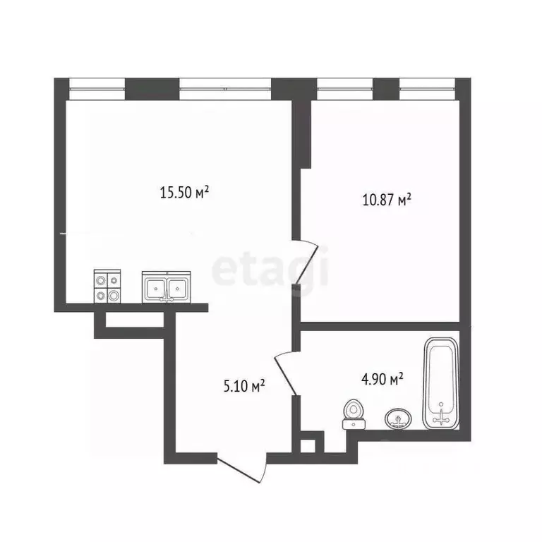 1-к кв. Тюменская область, Тюмень ул. Новоселов, 96 (36.37 м) - Фото 2
