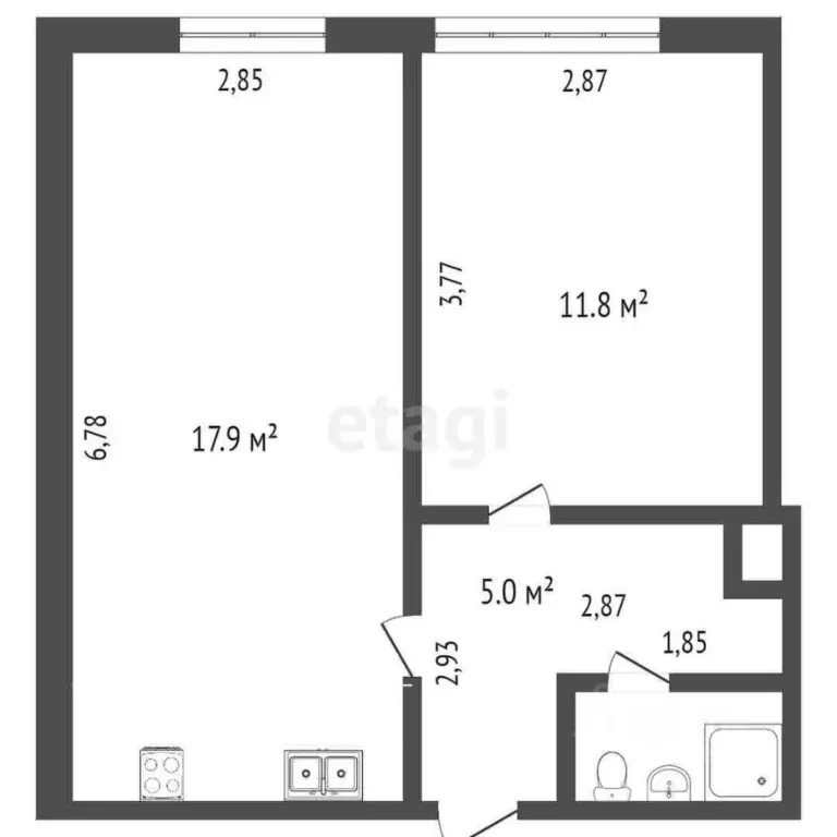 1-к кв. Ханты-Мансийский АО, Ханты-Мансийск Парковая ул., 92Б (35.2 м) - Фото 1