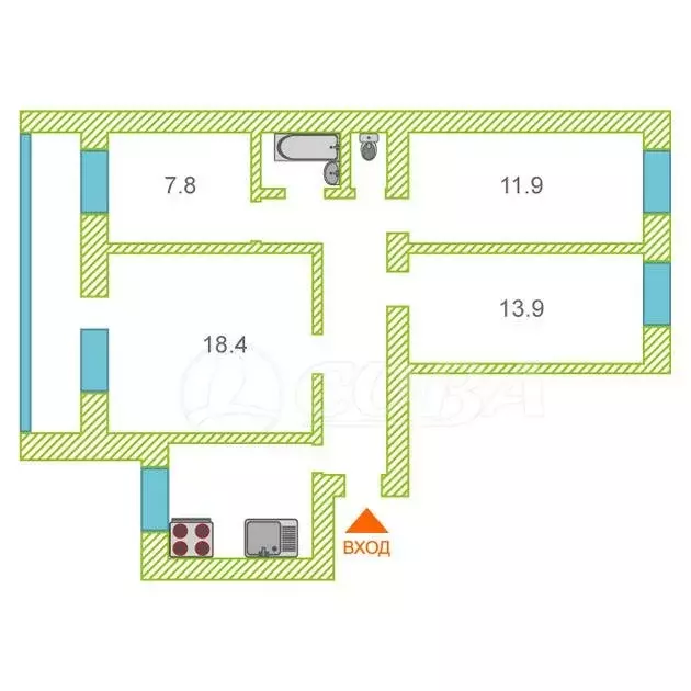 4-комнатная квартира: Тюмень, Широтная улица, 103 (74.9 м) - Фото 1